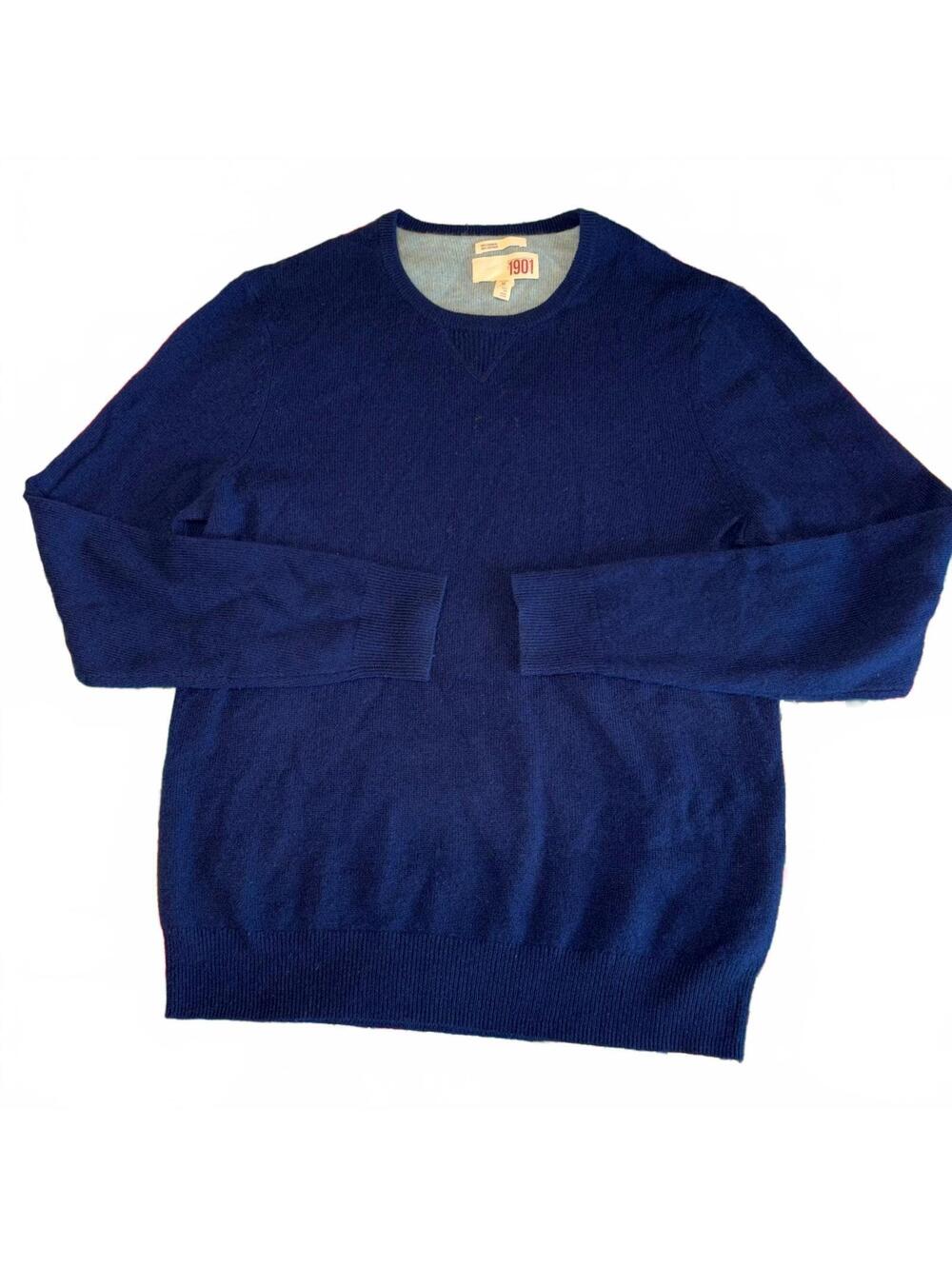 1901 100% Cashmere $115 Men's M Navy Blue Sweater 100% Cashmere Sweater Soft